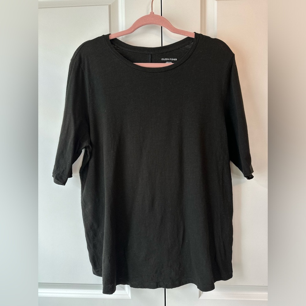 Eileen Fisher Women’s Organic Cotton Tee Black (Size L)
